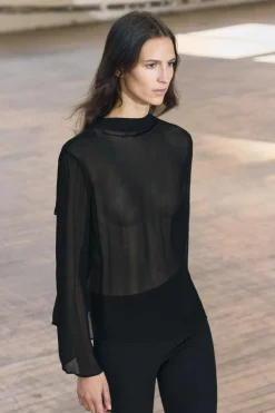 ZARA Camisas / Blusas^BLUSA COM FOLHO Preto