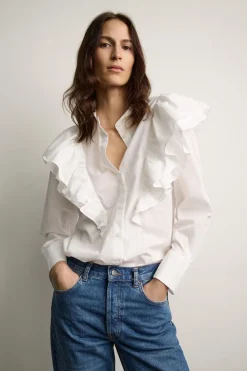 ZARA Camisas / Blusas^BLUSA COM FOLHOS ZW COLLECTION Branco