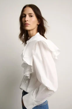 ZARA Camisas / Blusas^BLUSA COM FOLHOS ZW COLLECTION Branco