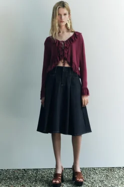 ZARA Camisas / Blusas^BLUSA DE MALHA COM FOLHOS Beringela