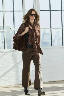 ZARA Camisas / Blusas^BLUSA ESTAMPADA COM LAÇO ZW COLLECTION Grená-escuro
