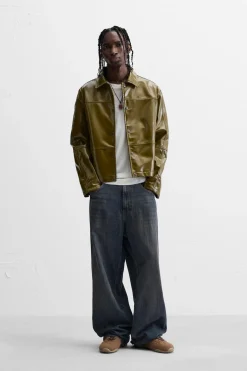 ZARA Blusões^BLUSÃO ACABAMENTO VINIL Mostarda