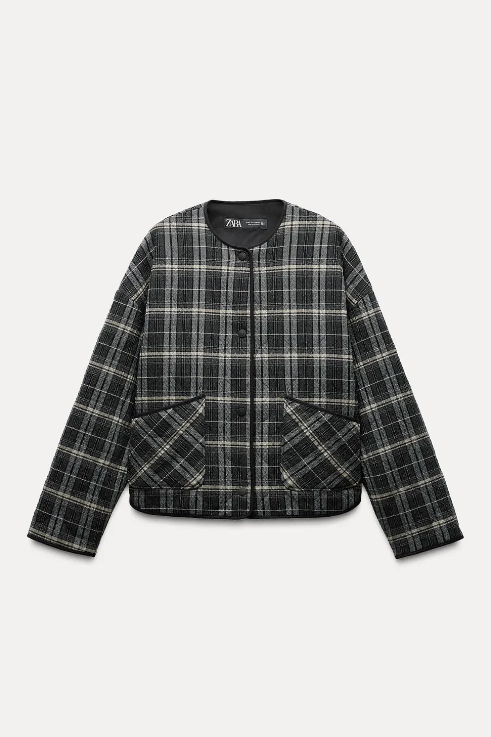 ZARA Blusões^BLUSÃO ACOLCHOADO AOS QUADRADOS Cru / Azul