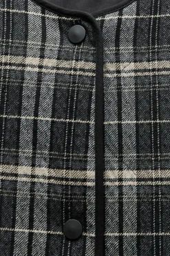 ZARA Blusões^BLUSÃO ACOLCHOADO AOS QUADRADOS Cru / Azul