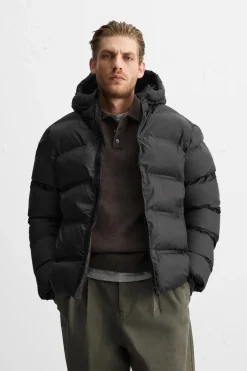 ZARA Vestuário De Inverno|Blusões^BLUSÃO ACOLCHOADO CAPUZ Preto