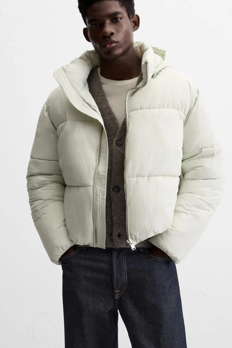 ZARA Vestuário De Inverno|Blusões^BLUSÃO ACOLCHOADO COM CAPUZ AMOVÍVEL Menta