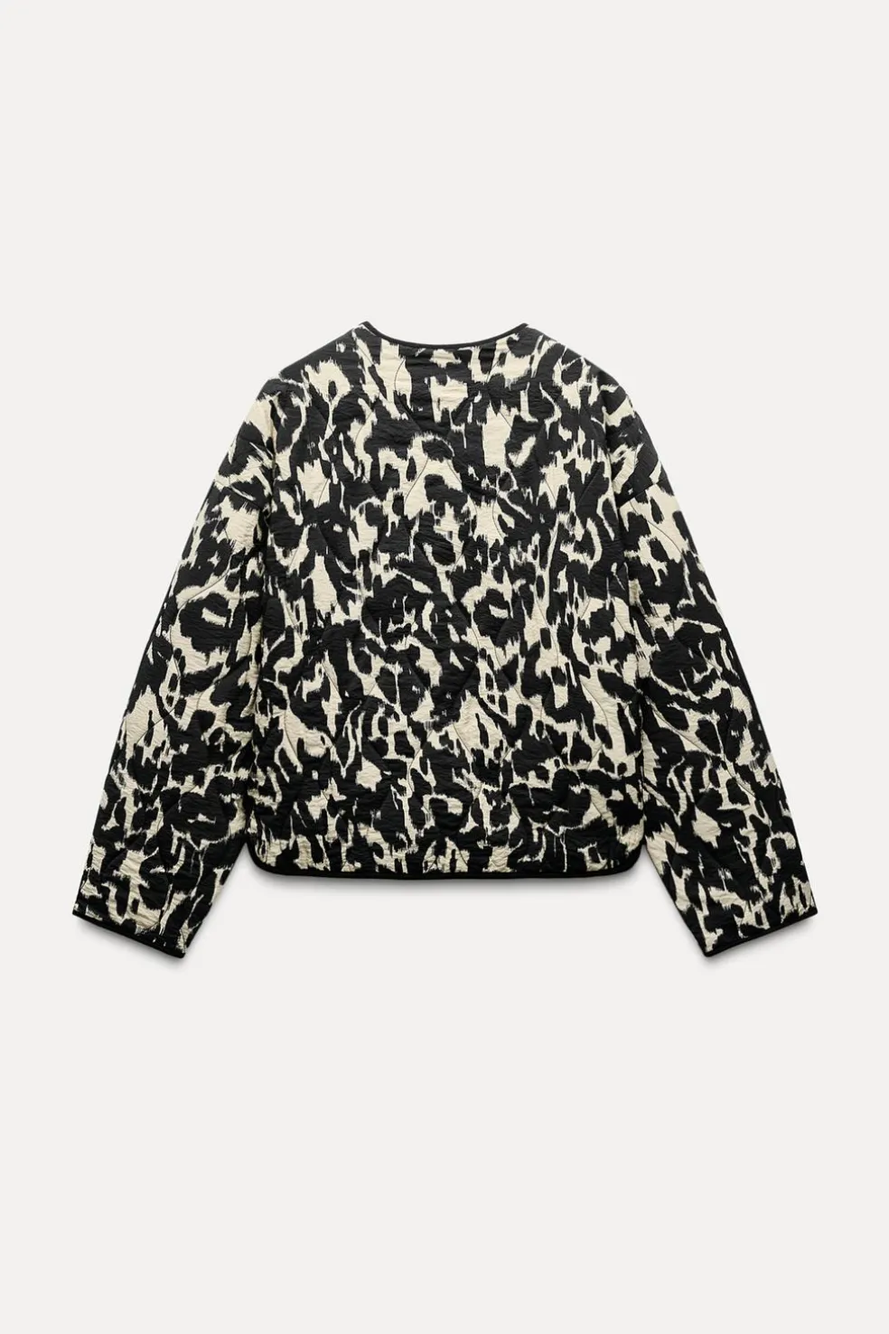 ZARA Blusões^BLUSÃO ACOLCHOADO COM ESTAMPADO ANIMAL Preto / Cru