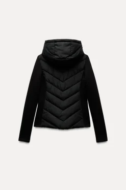 ZARA Blusões^BLUSÃO ACOLCHOADO COMBINADO Preto