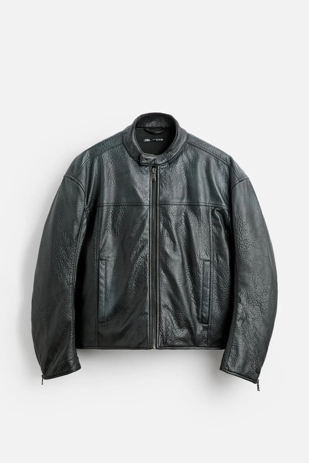 ZARA Blusões^BLUSÃO BIKER DE POLIPELE COM EFEITO SPRAY Azul