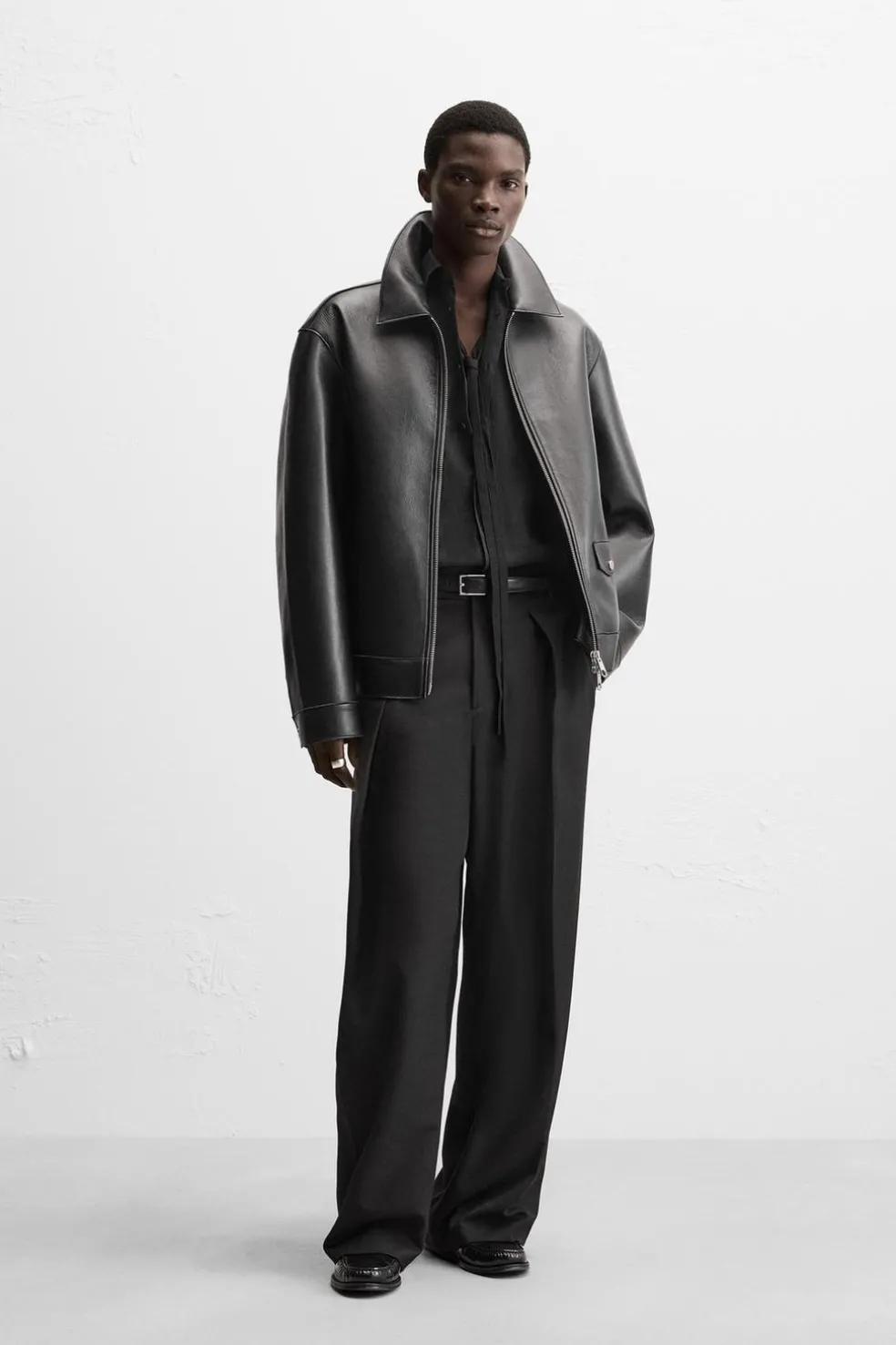 ZARA Blusões^BLUSÃO BIKER EFEITO PELE Preto
