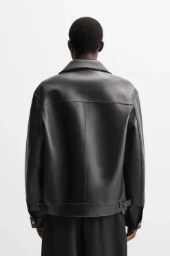 ZARA Blusões^BLUSÃO BIKER EFEITO PELE Preto