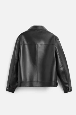 ZARA Blusões^BLUSÃO BIKER EFEITO PELE Preto
