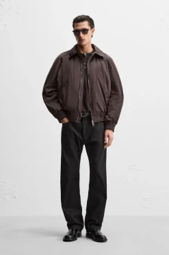 ZARA Blusões^BLUSÃO BOMBER ACOLCHOADO Chocolate