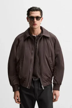 ZARA Blusões^BLUSÃO BOMBER ACOLCHOADO Chocolate