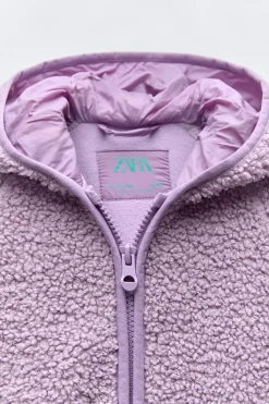 BLUSÃO C/ CAPUZ E EFEITO DE PELO ENCARACOLADO-ZARA Discount