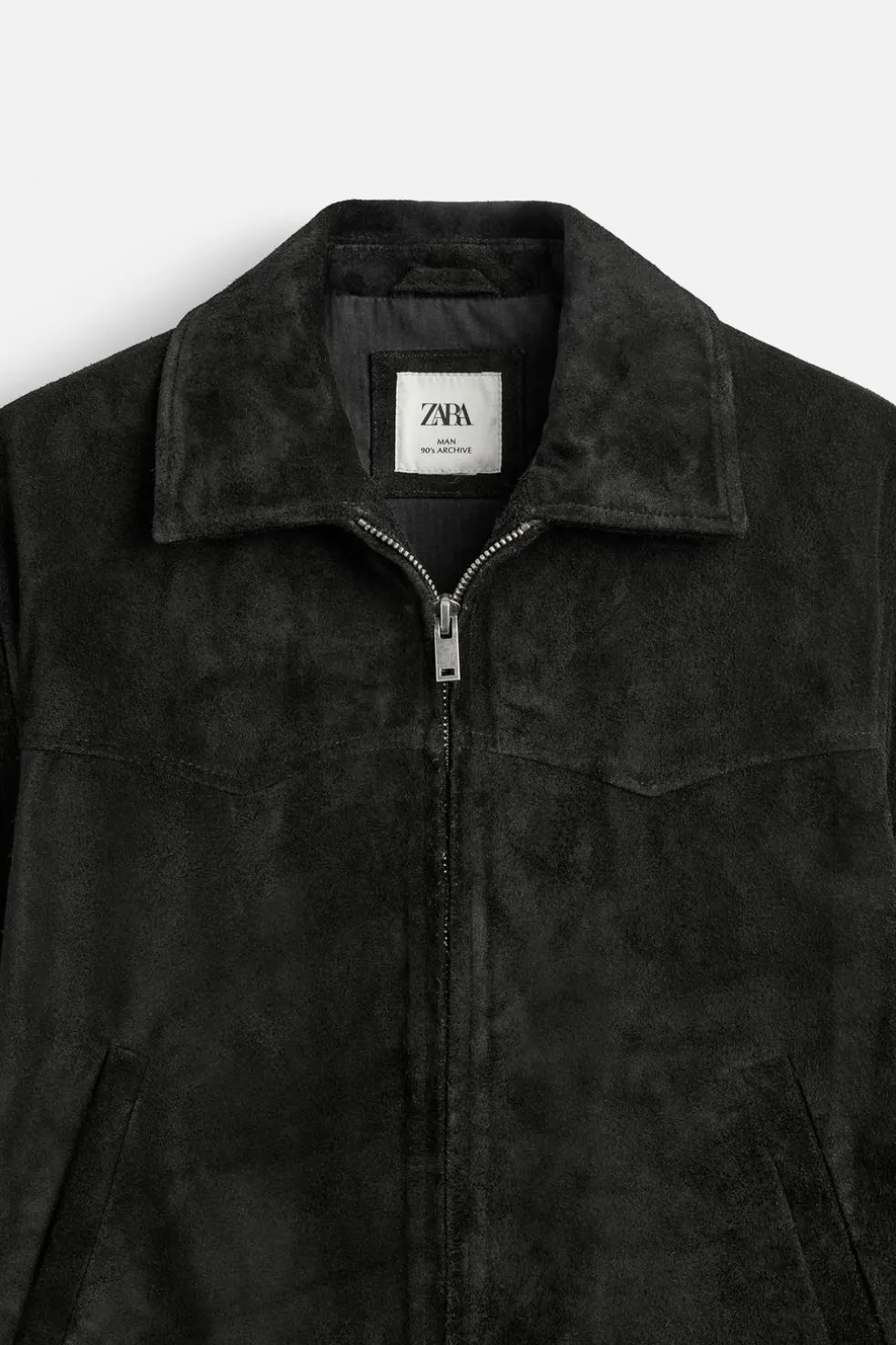 ZARA Blusões|Pele^BLUSÃO CAMURÇA CROPPED FIT Preto