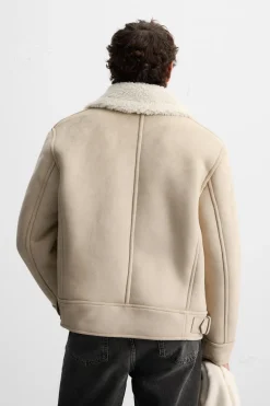 ZARA Vestuário De Inverno|Blusões^BLUSÃO COM EFEITO DE CAMURÇA DE DUPLA FACE Areia