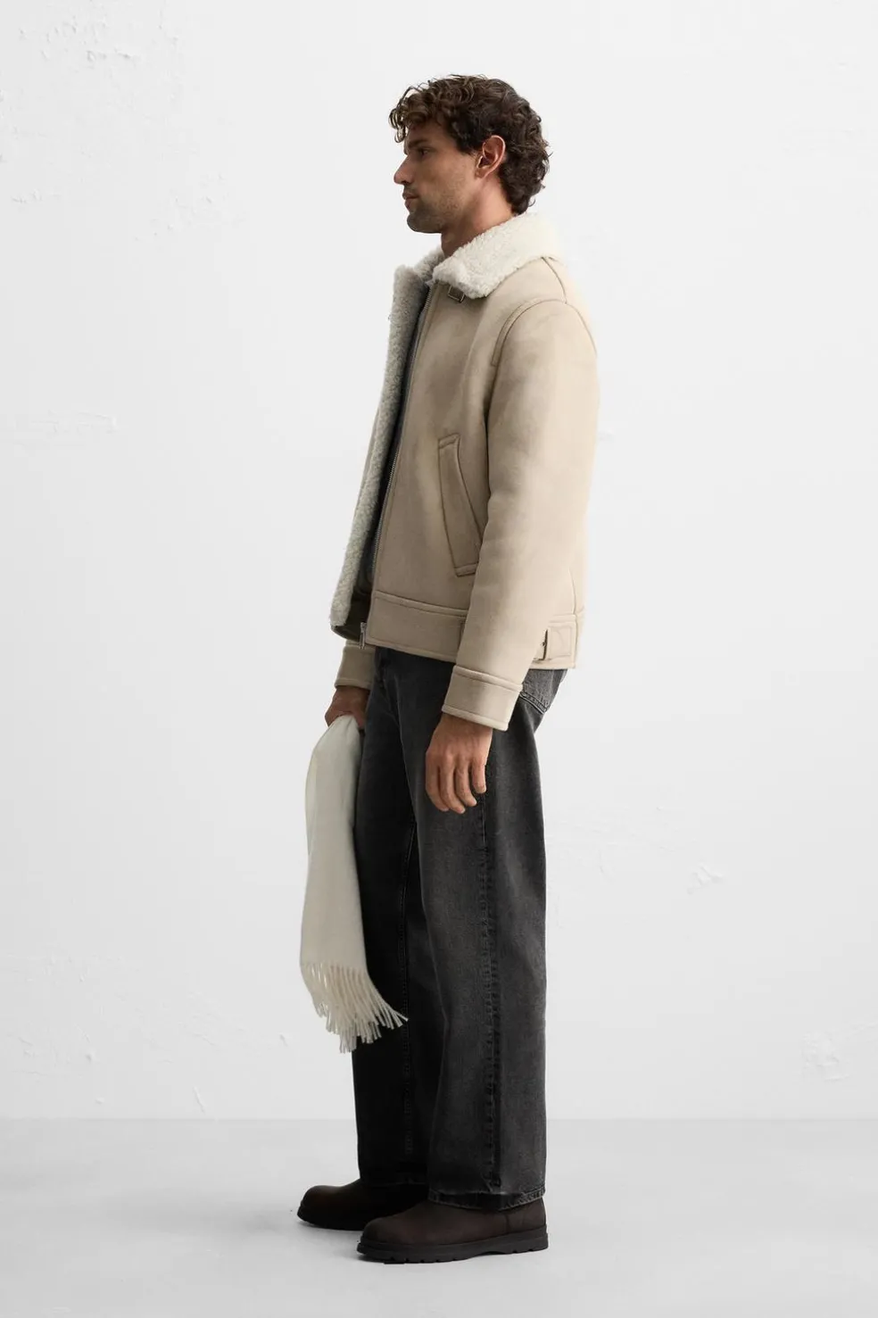 ZARA Vestuário De Inverno|Blusões^BLUSÃO COM EFEITO DE CAMURÇA DE DUPLA FACE Areia
