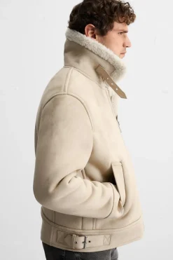 ZARA Vestuário De Inverno|Blusões^BLUSÃO COM EFEITO DE CAMURÇA DE DUPLA FACE Areia