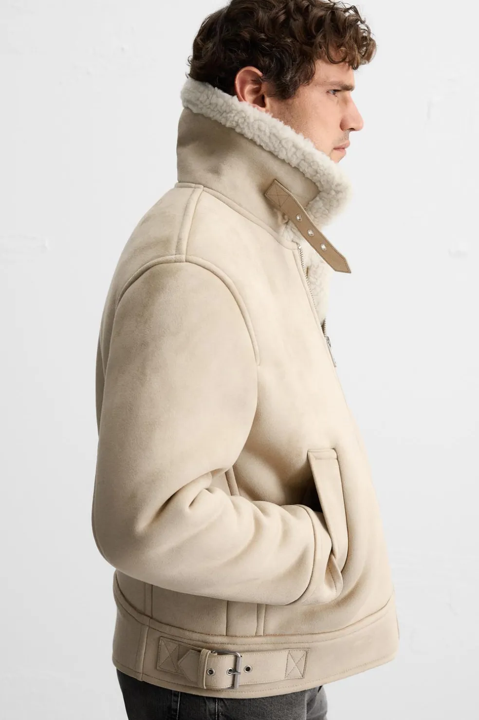 ZARA Vestuário De Inverno|Blusões^BLUSÃO COM EFEITO DE CAMURÇA DE DUPLA FACE Areia