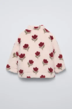 BLUSÃO COM EFEITO DE PELO ENCARACOLADO ESTAMPADO TULIPAS-ZARA Online