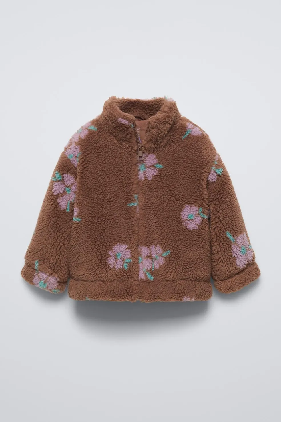 BLUSÃO COM EFEITO DE PELO ENCARACOLADO ESTAMPADO FLORES-ZARA Clearance