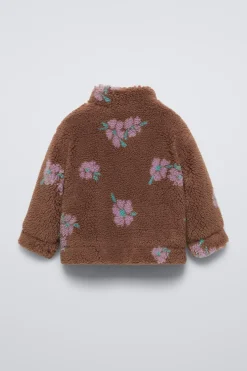 BLUSÃO COM EFEITO DE PELO ENCARACOLADO ESTAMPADO FLORES-ZARA Clearance