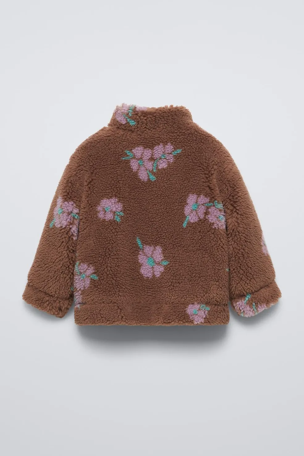 BLUSÃO COM EFEITO DE PELO ENCARACOLADO ESTAMPADO FLORES-ZARA Clearance