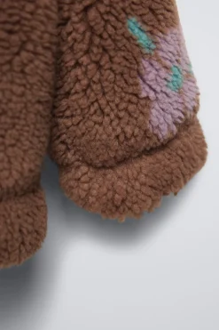 BLUSÃO COM EFEITO DE PELO ENCARACOLADO ESTAMPADO FLORES-ZARA Clearance