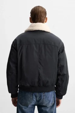 ZARA Vestuário De Inverno|Blusões^BLUSÃO COM GOLA COMBINADA Azul