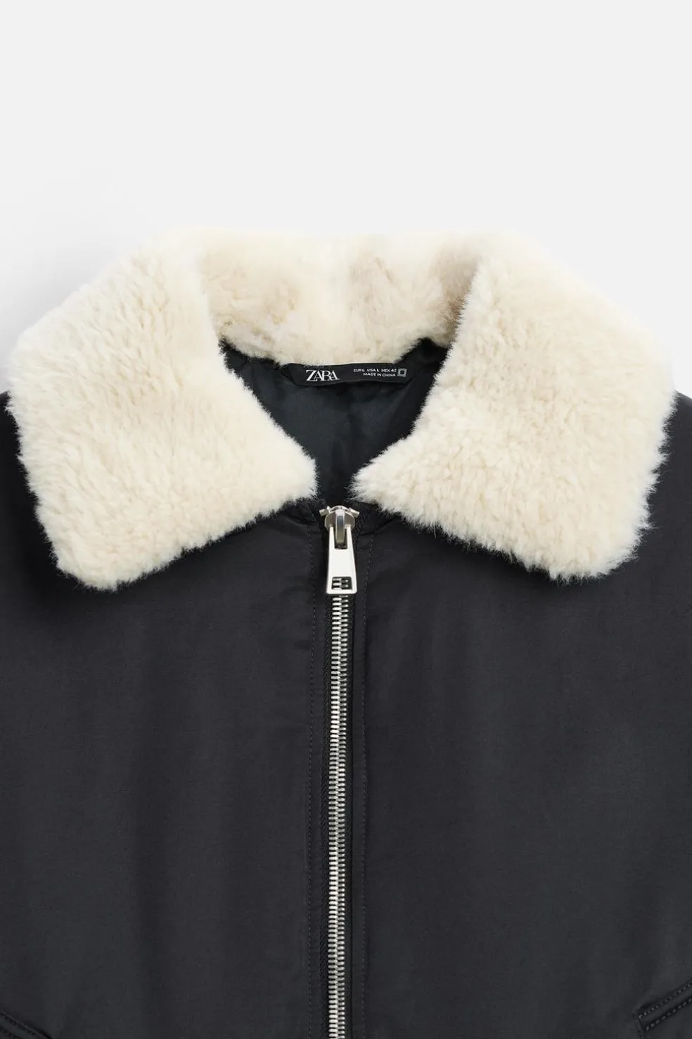 ZARA Vestuário De Inverno|Blusões^BLUSÃO COM GOLA COMBINADA Azul