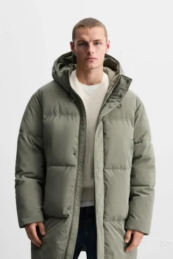ZARA Vestuário De Inverno|Casacos De Pluma^BLUSÃO COMPRIDO ACOLCHOADO Verde-cinzento