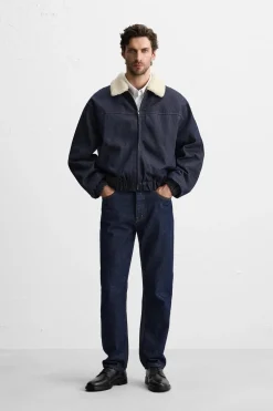 ZARA Vestuário De Inverno|Blusões^BLUSÃO DENIM COMBINADO Azul