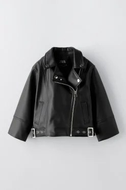 BLUSÃO EFEITO PELE COM FIVELAS-ZARA Shop