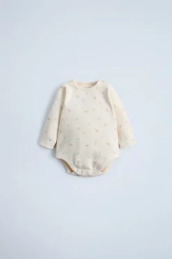 BODY COM NERVURAS E ESTAMPADO FLORAL-ZARA Online