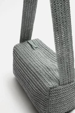ZARA Malas / Mochilas^BOLSA A TIRACOLO ENTRANÇADA Cinzento-antracito