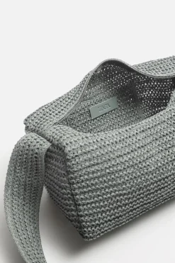 ZARA Malas / Mochilas^BOLSA A TIRACOLO ENTRANÇADA Cinzento-antracito
