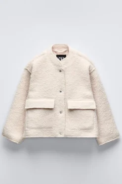 BOMBER BOUCLÉ COM BOLSOS-ZARA Hot