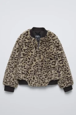BOMBER COM EFEITO DE PELE ANIMAL PRINT-ZARA Outlet