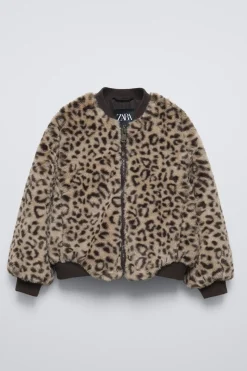 BOMBER EFEITO DE PELO ANIMAL PRINT-ZARA Shop