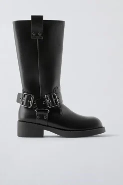 BOTA ALTA COM FIVELAS-ZARA Cheap