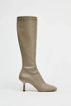 ZARA Sapatos^BOTA ALTA EM PELE SUAVE Branco-cru