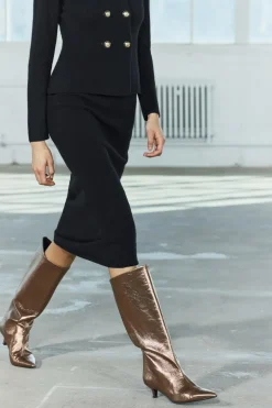 ZARA Sapatos^BOTA COM EFEITO METALIZADO E TACÃO KITTEN Ouro