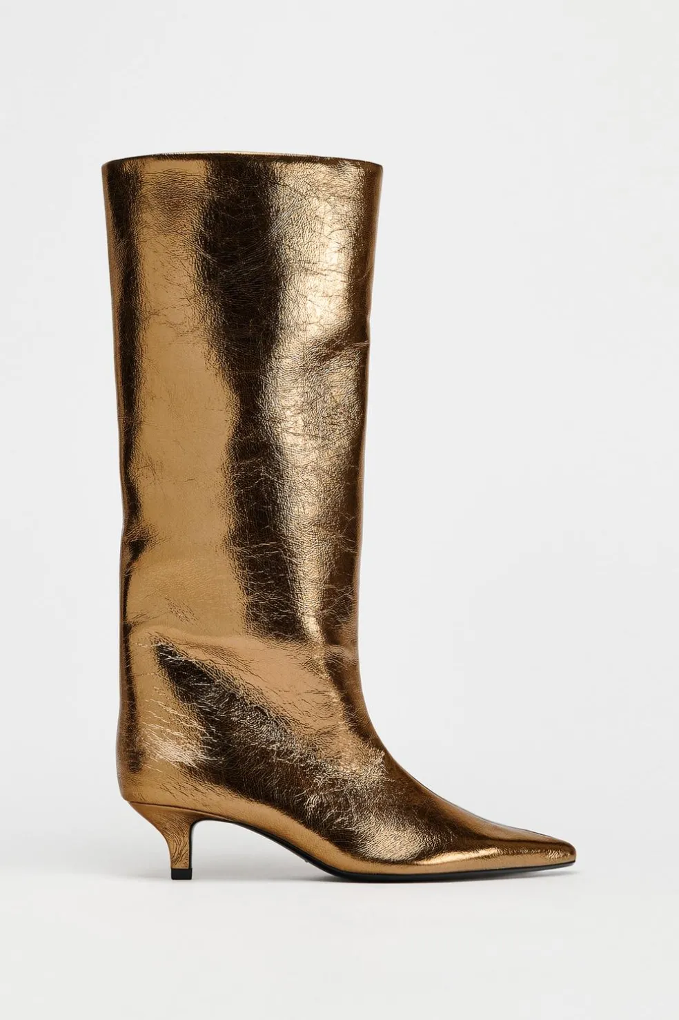 ZARA Sapatos^BOTA COM EFEITO METALIZADO E TACÃO KITTEN Ouro