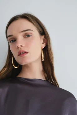 ZARA Acessórios / Bijuteria^BRINCOS ARGOLA OVAL Dourado