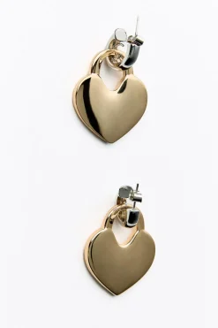 ZARA Acessórios / Bijuteria^BRINCOS COM CADEADO COMBINADO Ouro / Prata