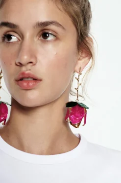 ZARA Acessórios / Bijuteria^BRINCOS FLOR ESMALTADA Dourado