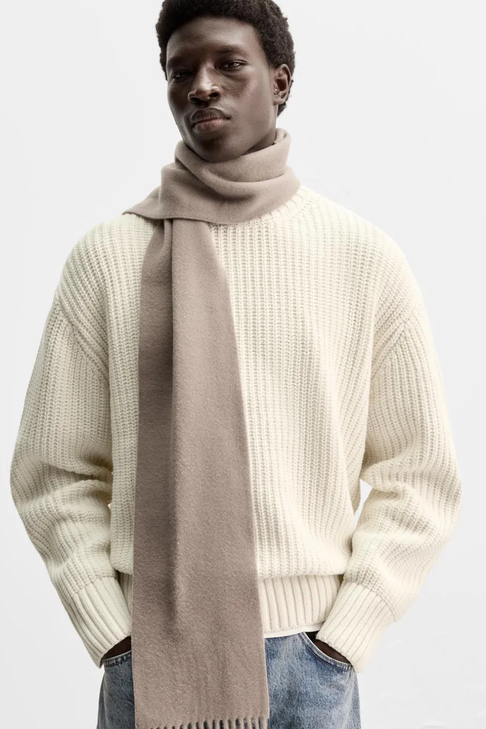 ZARA Vestuário De Inverno|Acessórios^CACHECOL 100% LÃ Cinzento-toupeira