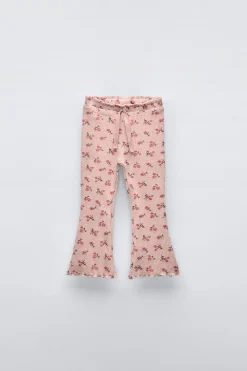 CALÇAS À BOCA DE SINO COM NERVURAS ESTAMPADAS SOFT TOUCH-ZARA Cheap