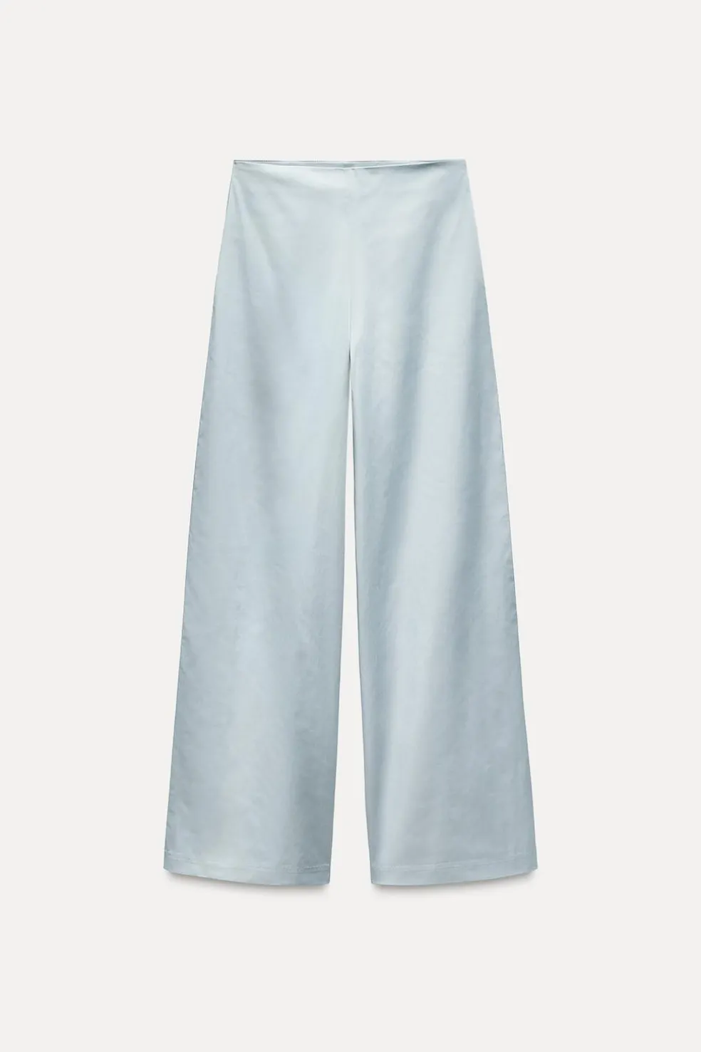 ZARA Calças^CALÇAS ACETINADAS Azul / Cinzento